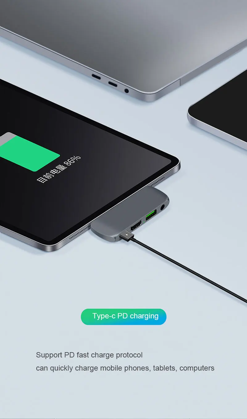 USB C концентратор для Ipad Pro USB-C адаптер с зарядка PD HDMI 4 K USB 3,0 3,5 мм аудио совместимый MacBook Pro SamsuS8 S9 S10 P20 P30