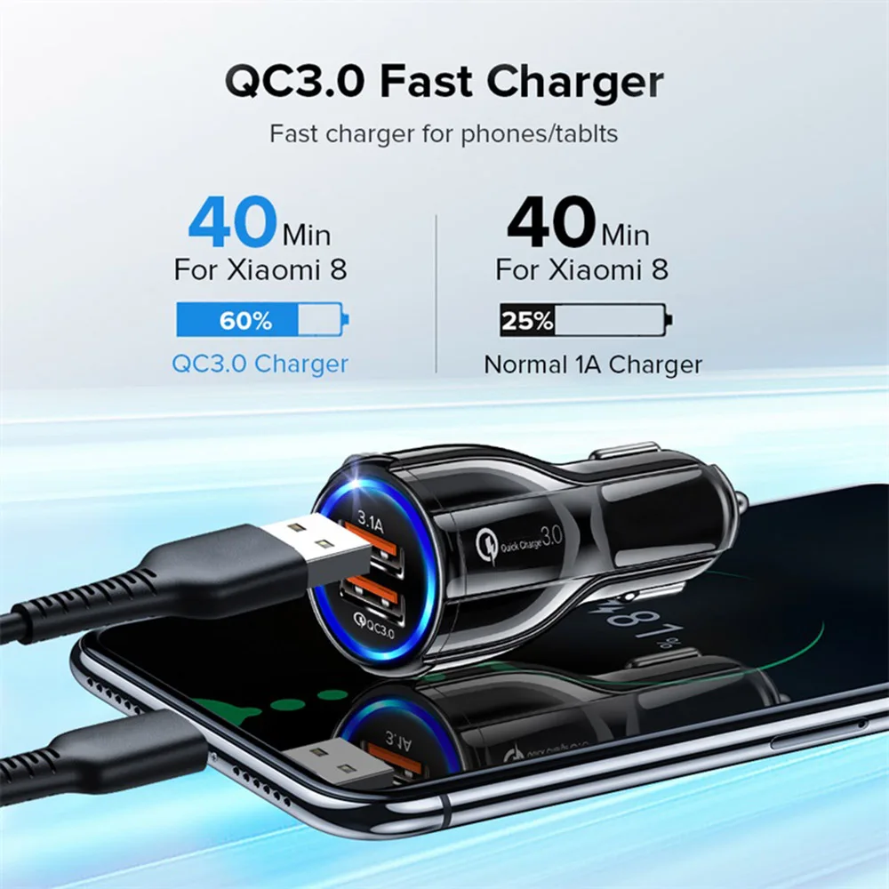 Автомобильное зарядное устройство LOVECOM 3 1 А 18 Вт Quick Charge 0 двойной USB адаптер