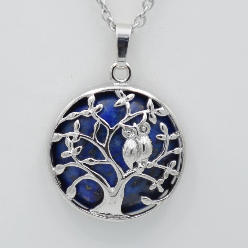 Круглая натуральная Подвеска из камня и хрусталя ожерелье птицы совы на Древе