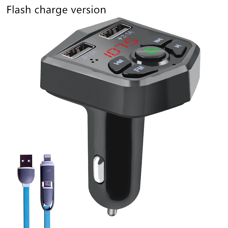 Bluetooth 5 0 Handsfree Car Kit fm передатчик 3.1A быстрое двойное USB зарядное устройство ЖК