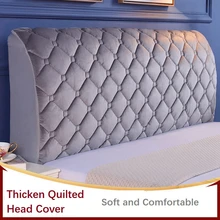 All-inclusive Super Soft Smooth Quilted Head Cover Solid Color Bed Back Dust Protector Cover Thicken Velvet Headboard Cover