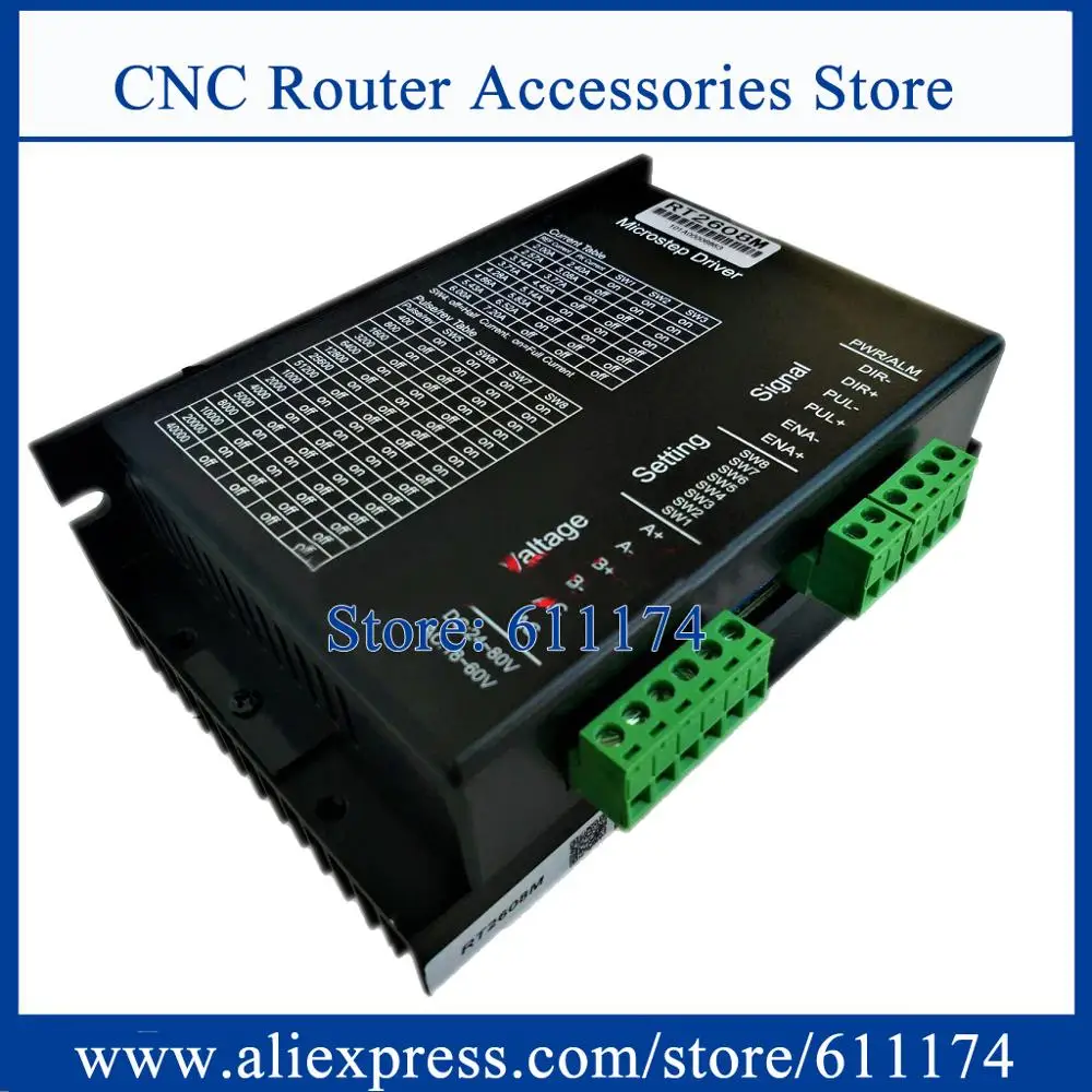 

2-фазный Драйвер шагового двигателя RT2608M AC18-80V 2,0-6.0A гибридный шаговый драйвер для 57 мм-86 мм шагового двигателя