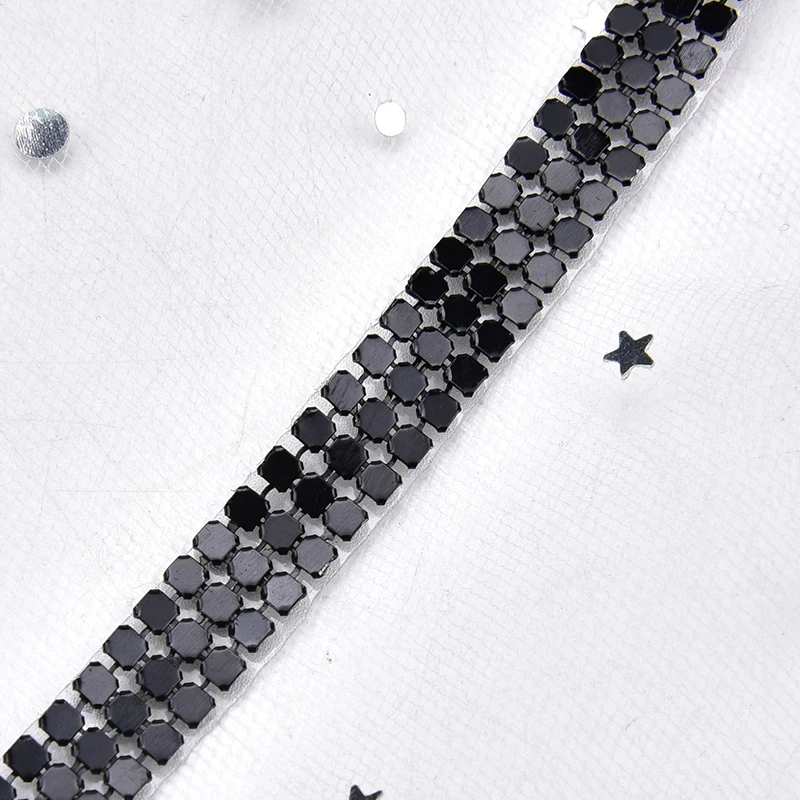 2 м/лот Золотая сетка металлическая отделка 1 см Ширина 3 ряда Стразы Кристалл