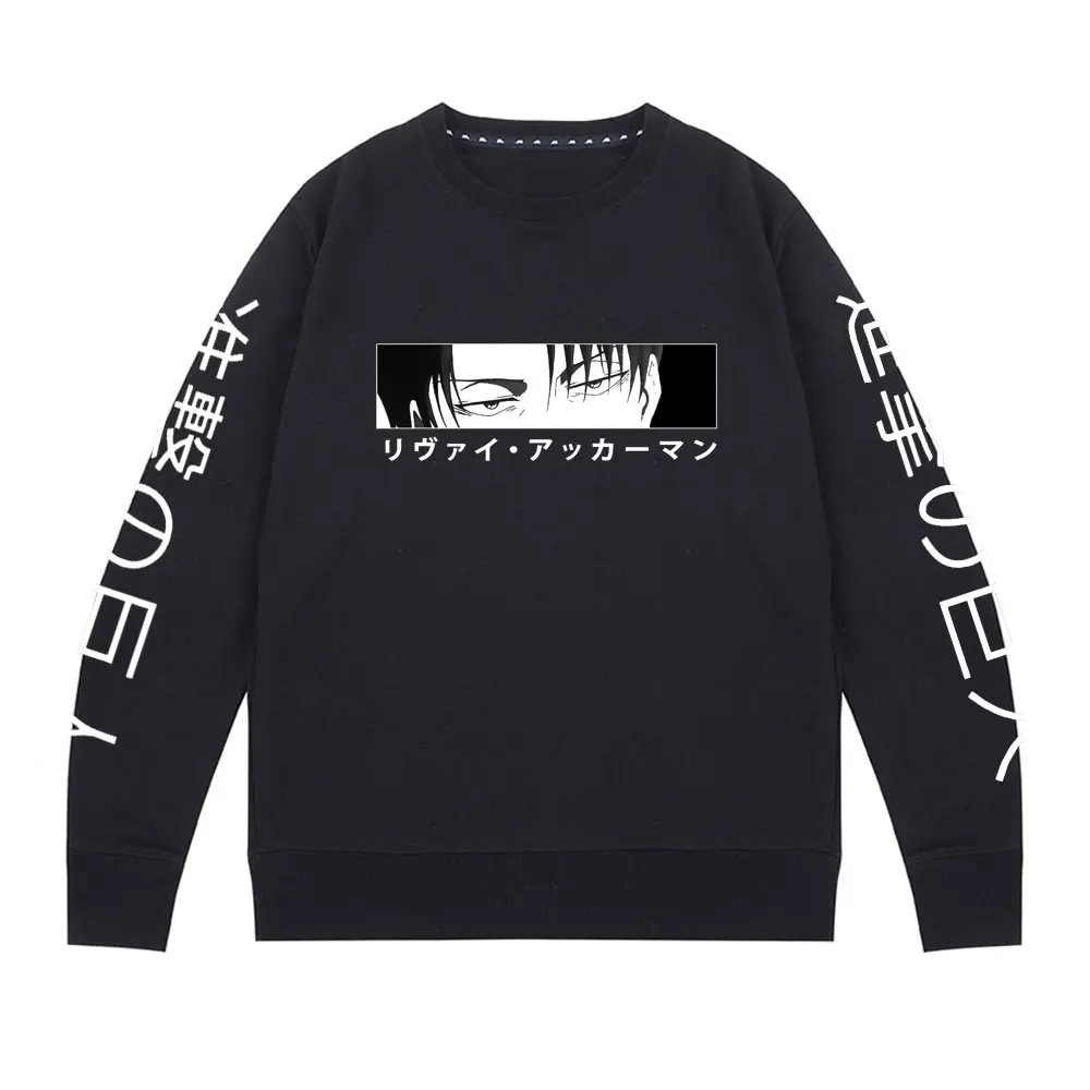 

Japan Comics Attack on Titan Sweatshirt Harajuku Levi Ackerman Eyes Pattern Pullover Long Sleeve Men Casual Loose Sweatshirts