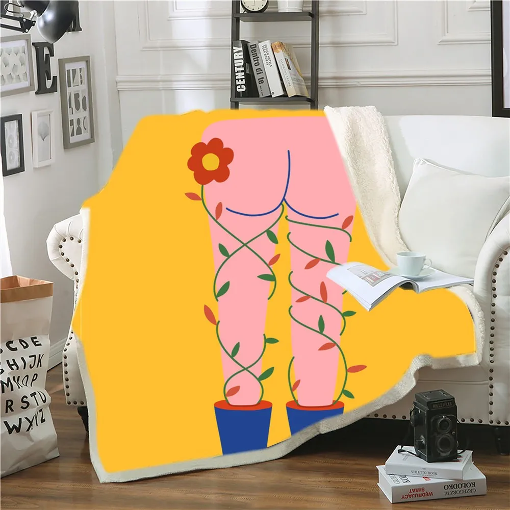 Креативное одеяло из шерпы с рисунком в виде палочек Флисовое 3D абстрактное