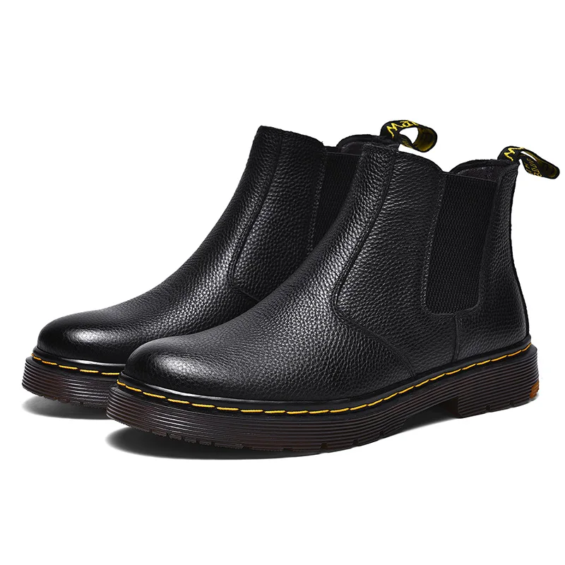 2021 мужские ботинки челси из натуральной кожи Высокие модные теплые зимние