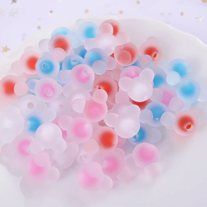 

10Pcs/Lot Multicolor Frosted Cartoon Animal Head Acrylic Loose Beads With Half Hole For Jewelry Making DIY Handmade Accessories