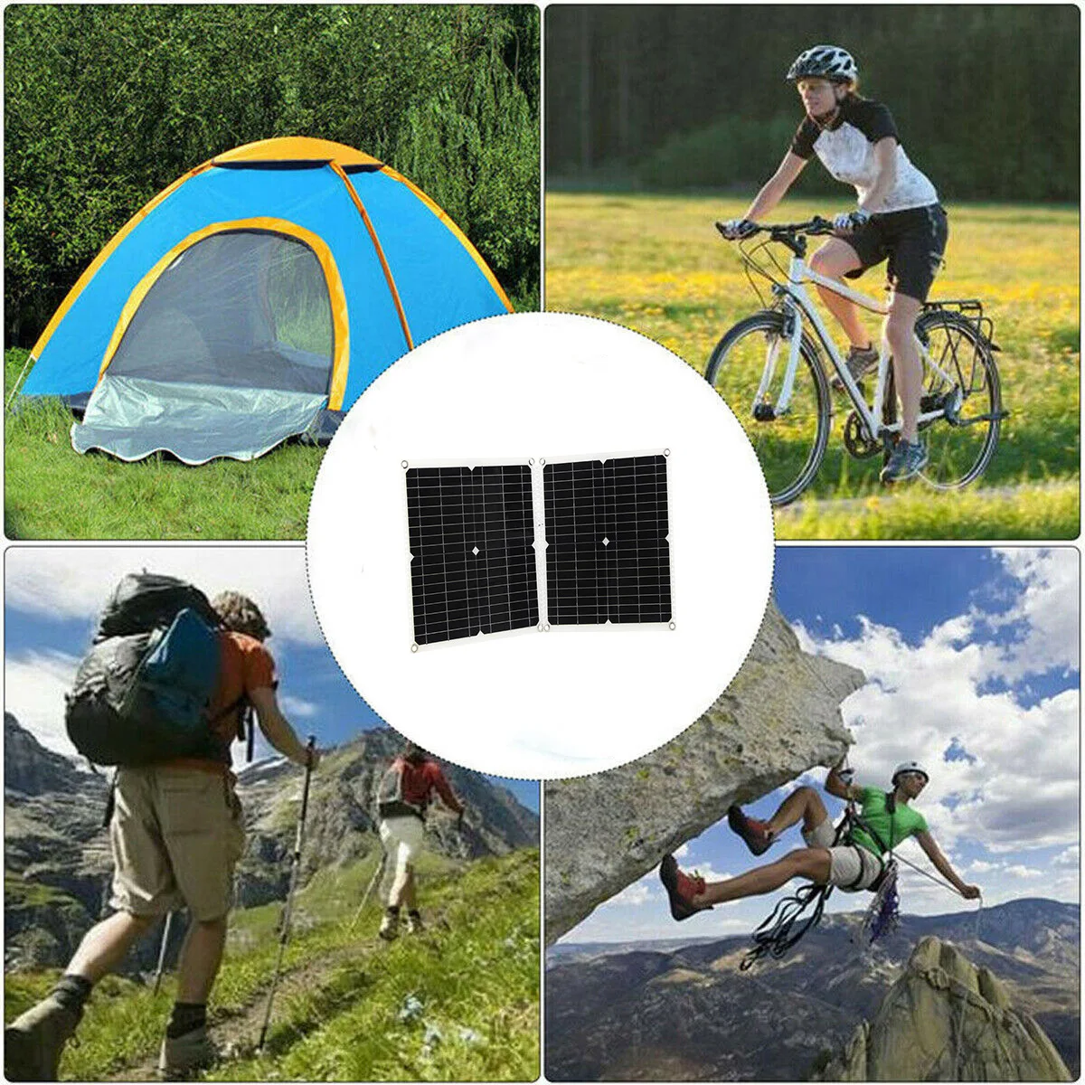 spesifikasi Panel Surya 5V 18V 100W Baterai 12V Pelat Surya Portabel Placa Pengisi Daya Usb Sel Surya Tahan Air Untuk Ponsel Mobil RV Perahu