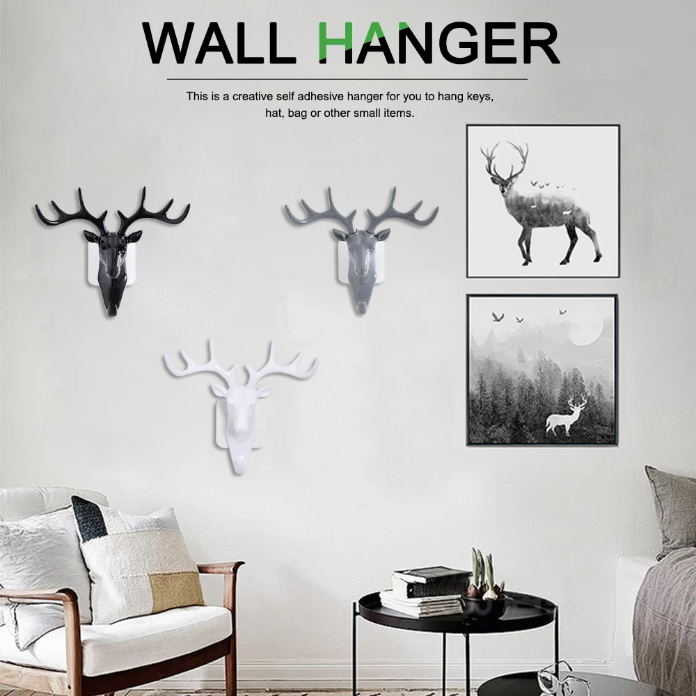 Голова оленя животных самоклеющиеся вешалка одежда Дисплей крючок для стоек