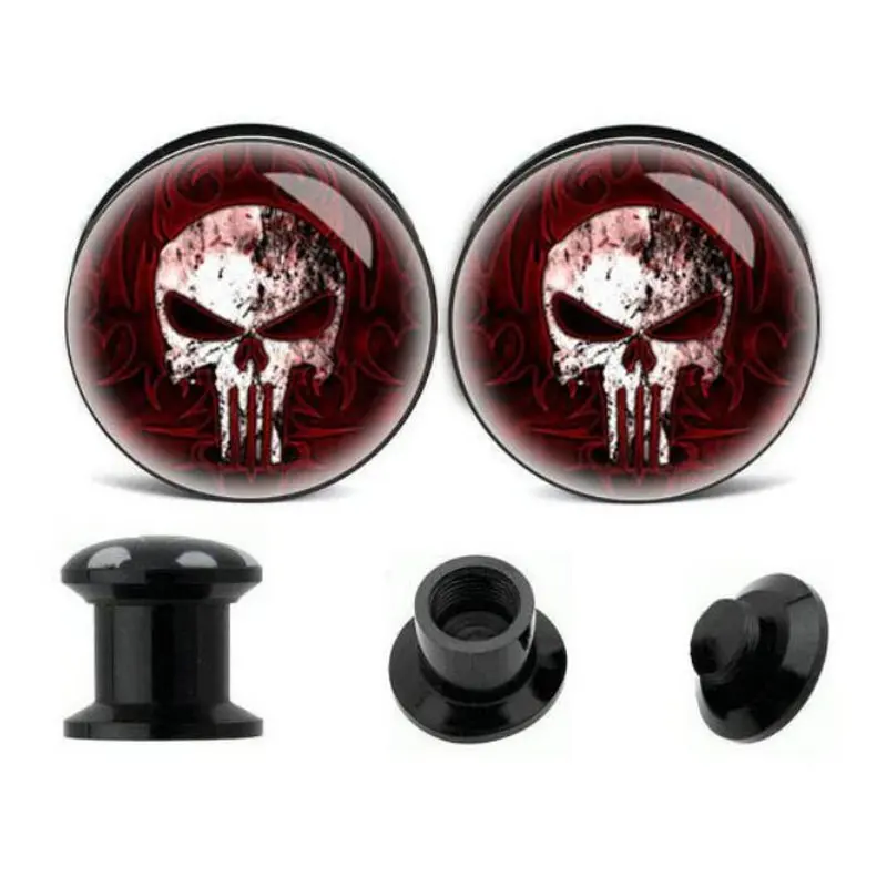 2 шт./лот красный череп логотип ушные носилки акриловые датчики пробки