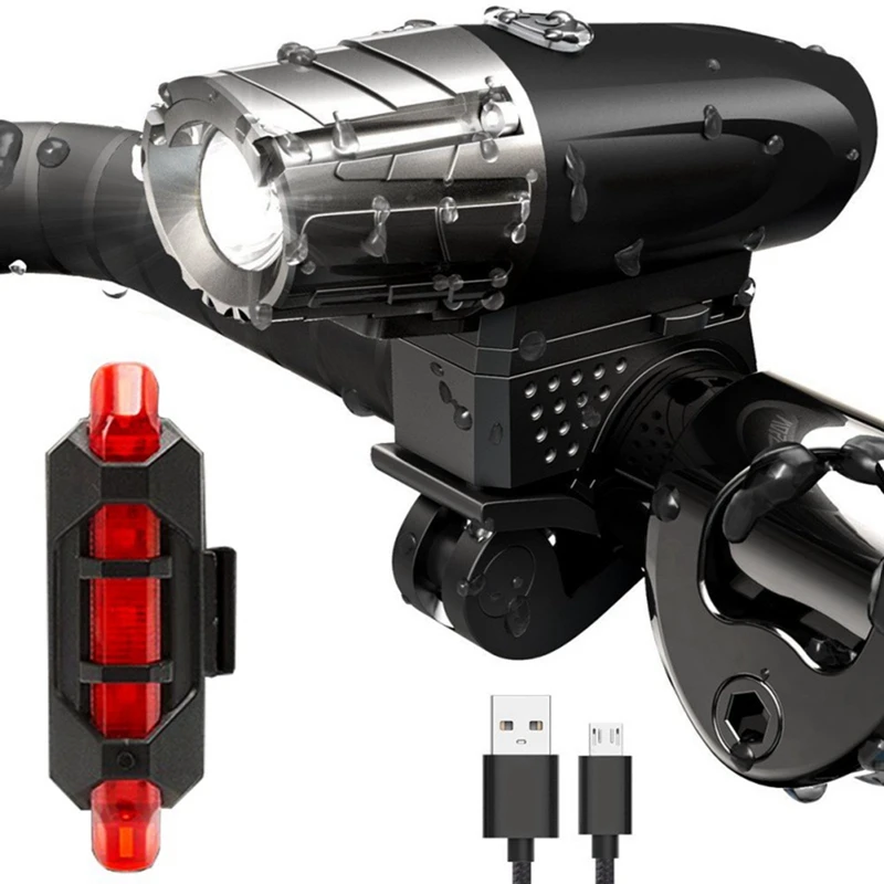 

Светильник велосипедный Аккумуляторный с зарядкой от USB, водонепроницаемый супер яркий светодиодный передний фсветильник рь, задний фонар...