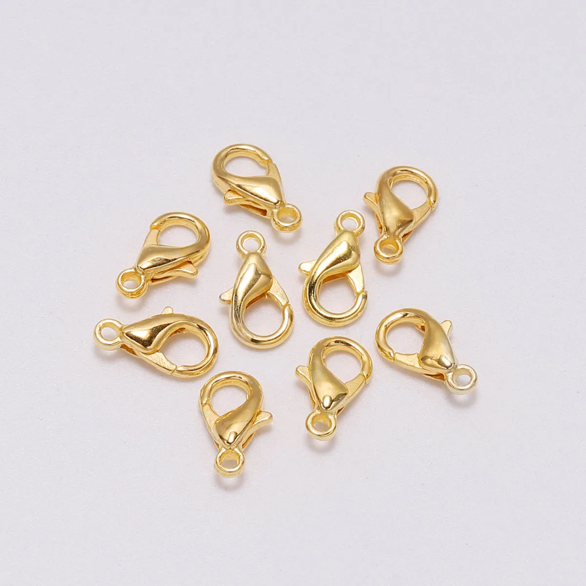 Gold 50 шт./лот, 10*5 мм, фурнитура для ювелирных изделий, застежка-карабин, крючки, серебро, золото, черный разъем для ожерелья, браслет цепь, изготовление ювелирных изделий - Цвет: Gold