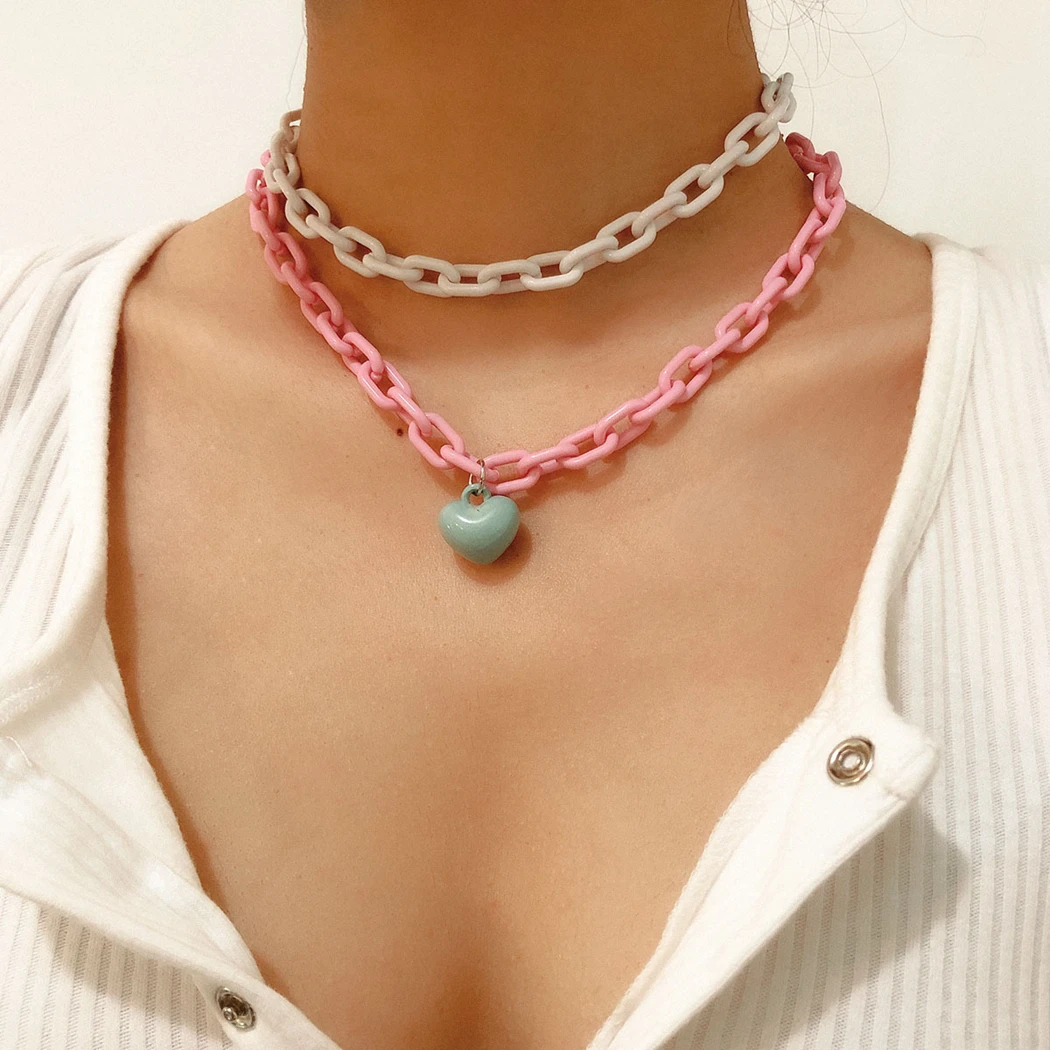 

Многослойное ожерелье чокер с подвеской в форме сердца панк, простая цепочка, чокер, ожерелье до ключиц, личное ожерелье