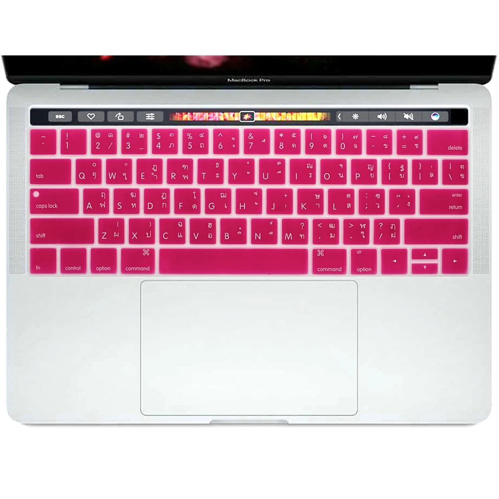 Hot Pink HRH тайский/Английский пыленепроницаемый силиконовый чехол для клавиатуры, Защитная пленка для Mac New Pro Touch Bar 13," A1706 A2159 15,4" A1707A1990 - Цвет: Hot Pink