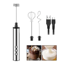 3 in 1 electric mixer blender milk frother handheld rechargeable stainless bubble maker whisk for coffee cappuccino