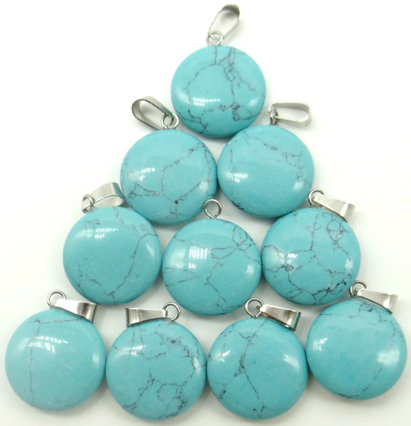 Оптовая продажа 50 шт. круглые бирюзовые подвески из натурального камня высокого