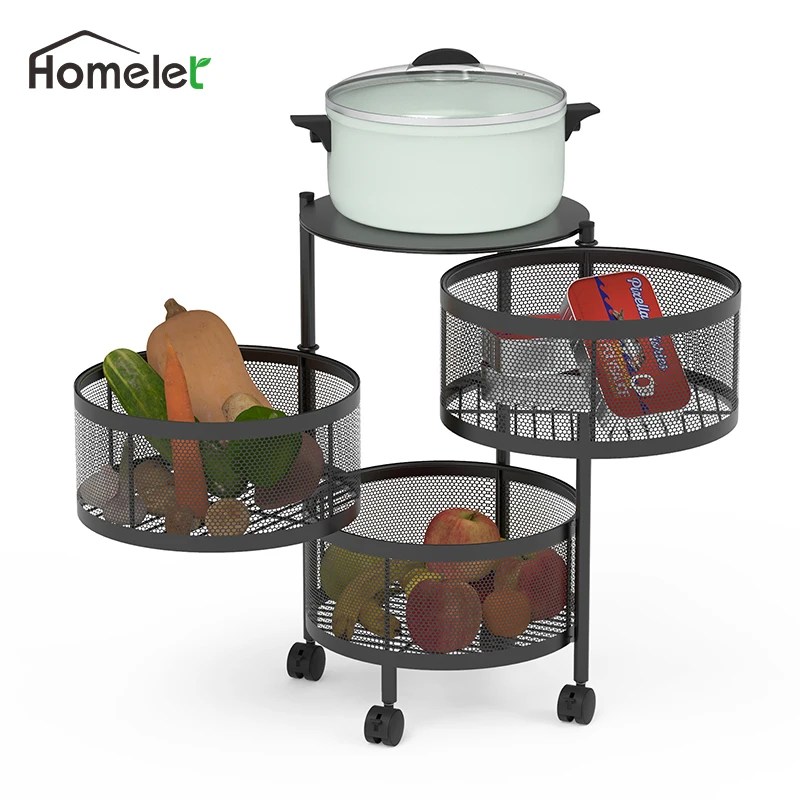 

Iron 360° Rotatable Shelf Sundries Storage Basket Cosmetic Container Bathroom Garage Kitchen Spice Bottle Organizer Three-Layer