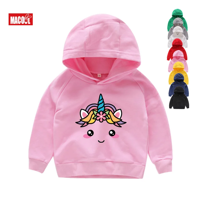 

2019 Winter Kids Baby Girls Long Sleeve Unicorn Sweatshirts Cotton Tops Casual Children Hoodies Shirt Toddler Girls Clothes 3-8Y