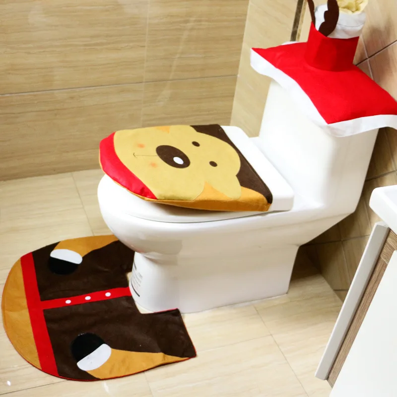 

1 Set Creative Christmas Decorations Toilet Seat Cover with Foot Pad for Christmas Ornaments Christmas Decorations for Home