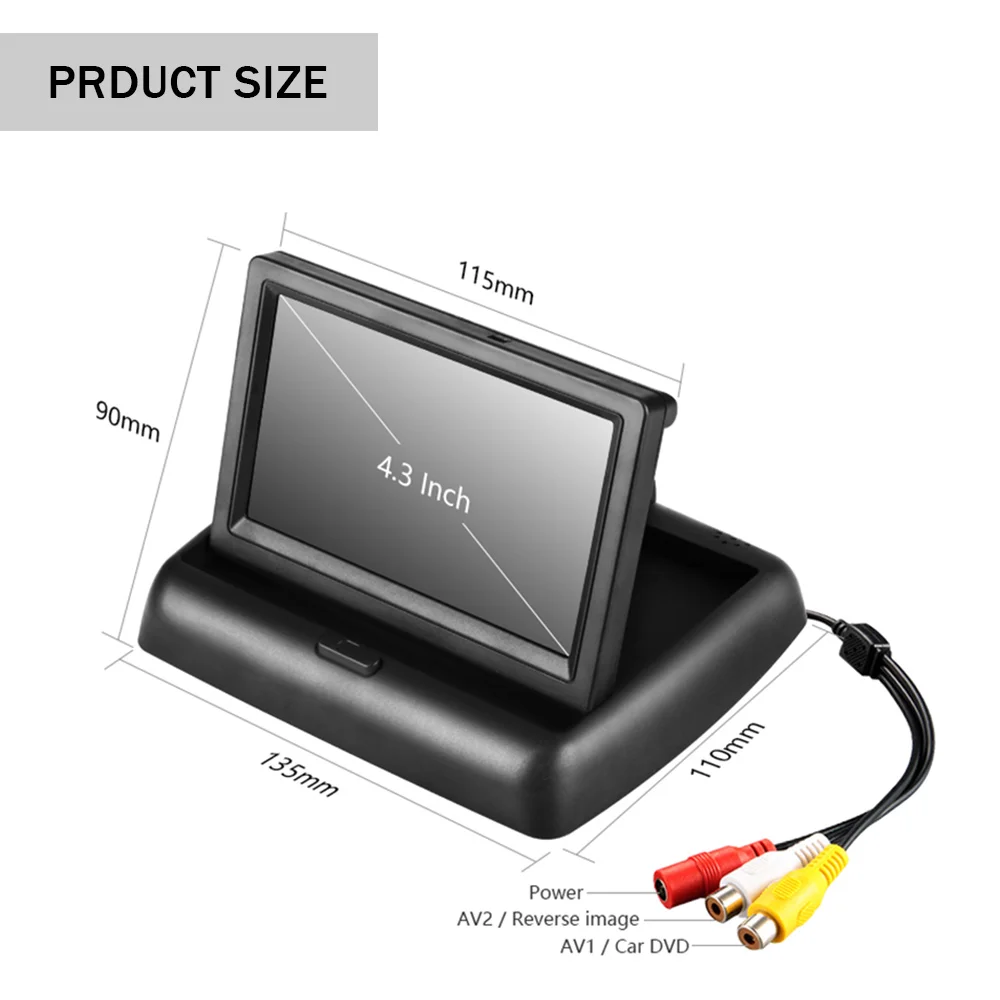 

4.3 Car Monitor 12-24V Parking Reaverse Backup Camera System TFT LCD Screen IR LED Night Vision Rear View Camera
