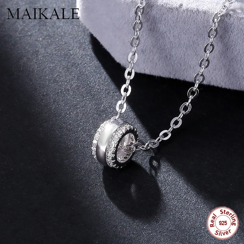 Женское ожерелье с подвеской MAIKALE из серебра 925 пробы круглым кубическим