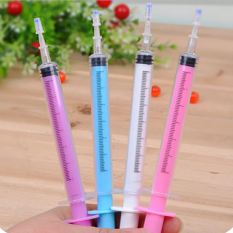 Ручка гелевая с имитацией под инъекции шприц черными чернилами для письма и