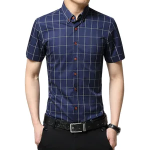 TFETTERS Повседневная Plaid мужские рубашки с коротким рукавом рубашка мужская формальная одежда рубашки для мальчиков с добавлением хлопка с нарисованными большими Размеры мужская одежда