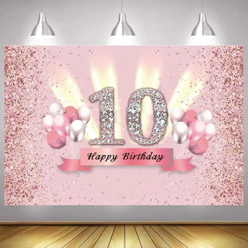 

Розовый милый фон для фотосъемки 10 дней рождения десять девушек фоны для фотосъемки воздушный шар баннер
