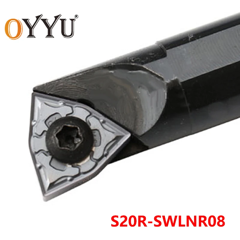 

OYYU S20R-SWLNR08 Внутренний токарный станок с режущим хвостовиком Держатель токарного инструмента 20 мм SWLNR Твердосплавные вставки оправка