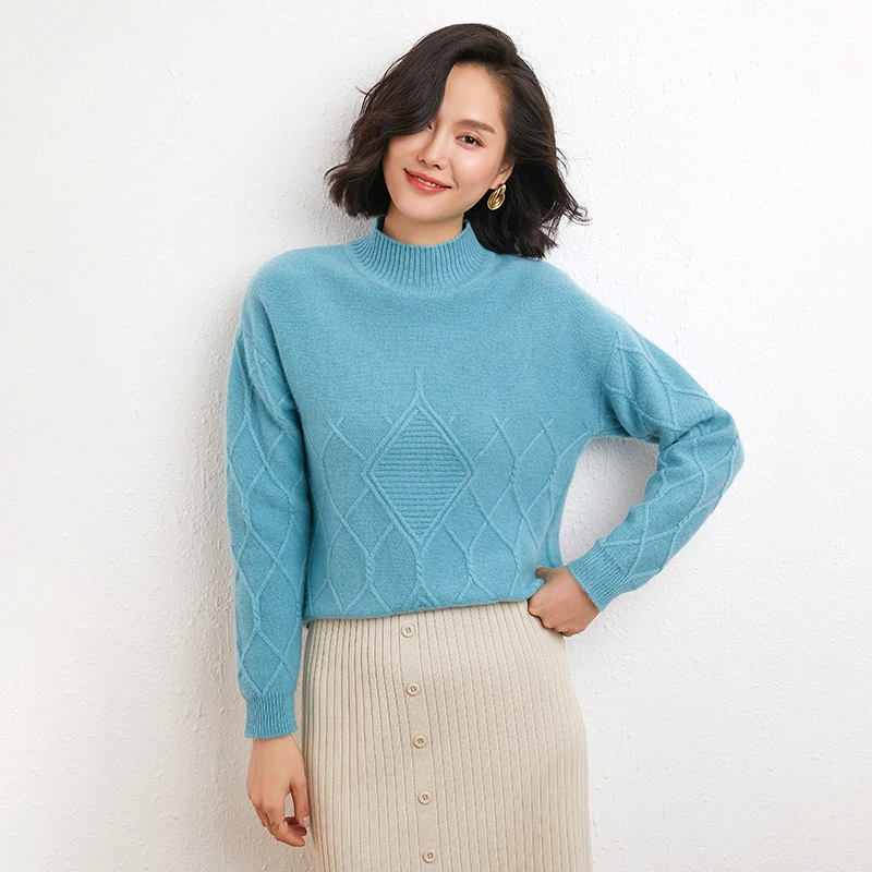 Women's Thickening Autumn Winter Pullover Turtleneck Sweater Women Knitting 100% Cashmere Female Jumper Warm Long Sleeve Sweater