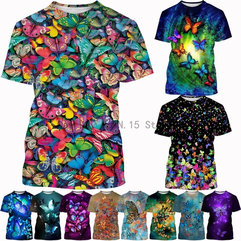 

Novelty Butterfly 3D Printed T Shirt Fashion Creativity Graphic Butterfly Men/Women's Soft Comfort Casual Short Sleeved