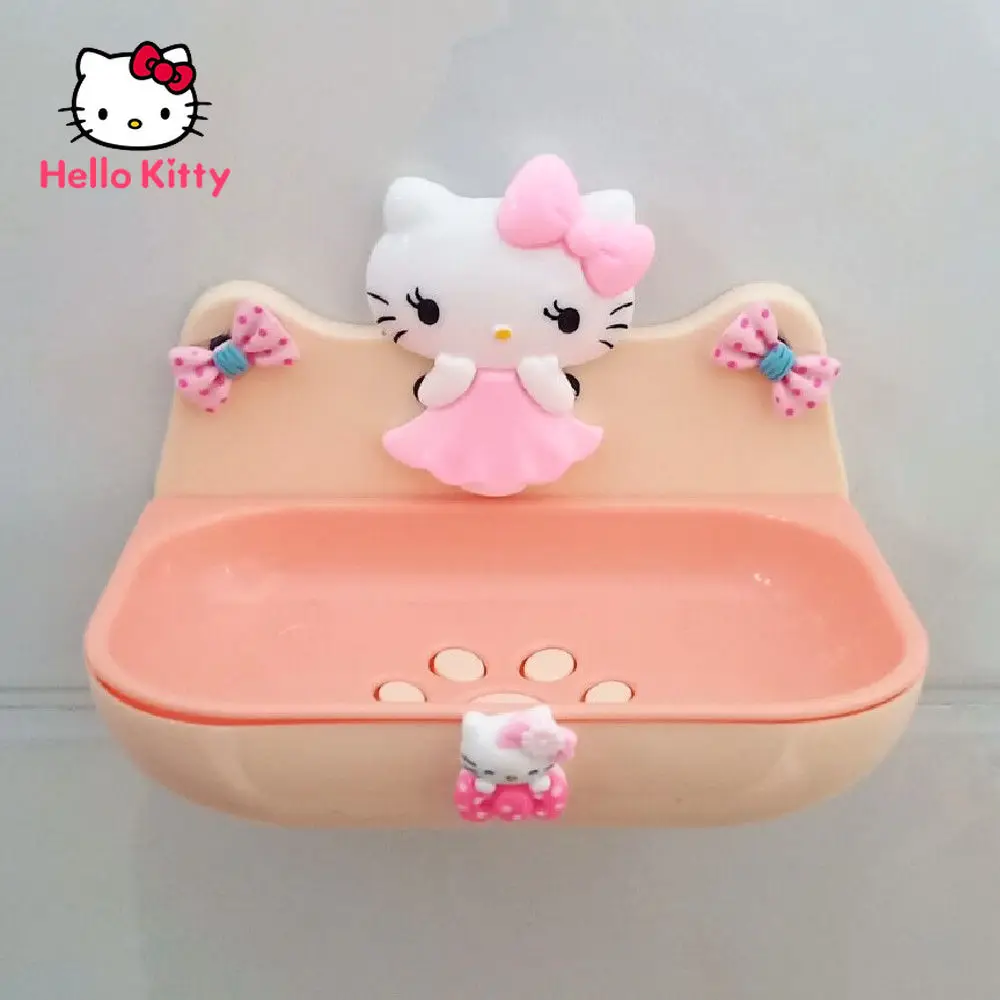 

Hello Kitty Household Cute Soap Box Cartoon Free Perforation Wall-mounted Toilet Soap Drain Storage Box