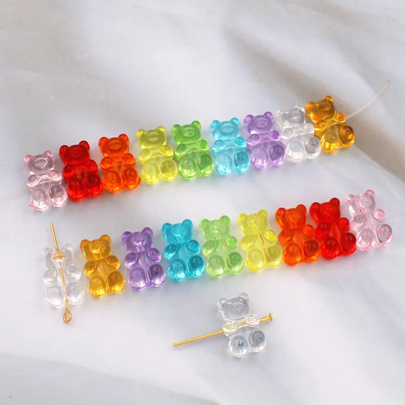 

20pcs Cute Gummy Bear for Necklace Bracelet Earrings Jewelry Diy Findings Resin Bears Christmas Gift