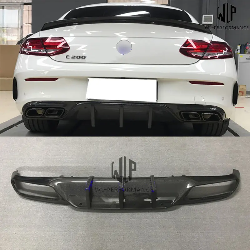 W205 купе C300 C63 AMG Высокое качество углеродного волокна диффузор губа на задний