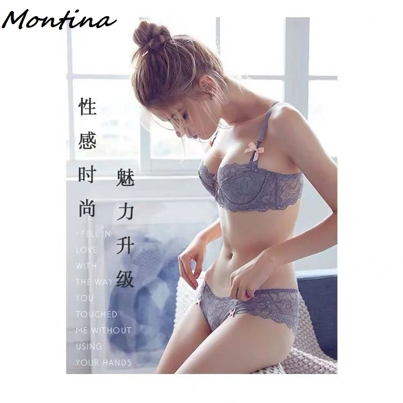 Комплект женского кружевного нижнего белья из бюстгальтера пуш-ап с глубоким