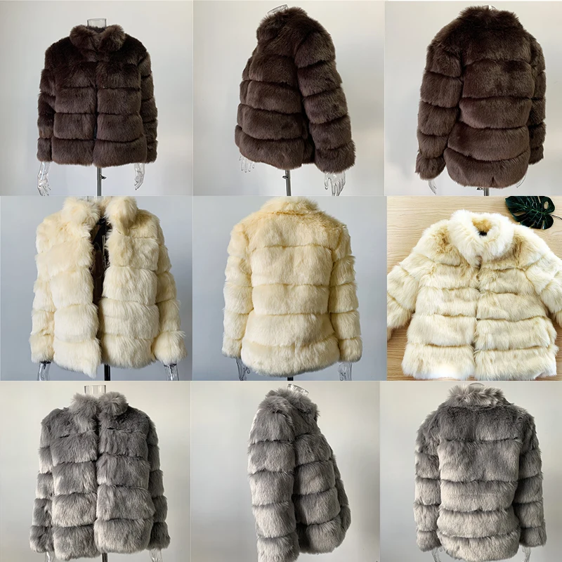 

2020 New Winter Faux Fox Fur Coats Women Plus Size Thick Jacket Casual Stand Collar Casual Outwear Fake Fur Warm Overcoat Female