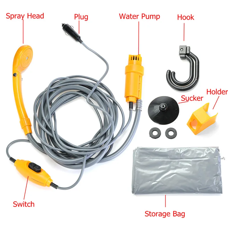 

Tragbare Auto Washer 12V Camping Dusche DC Auto Dusche Hochdruck Power Washer Elektrische Pumpe Fr Outdoor Camping Reise pet