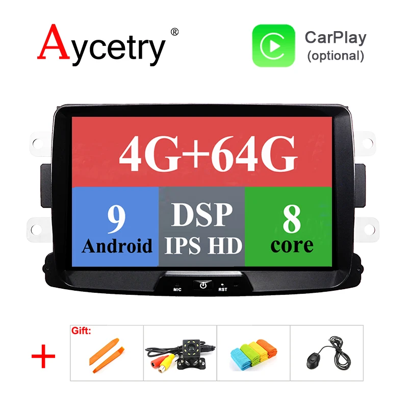 " DSP ips, 4 ГБ, 64 ГБ, Android 9,0 автомобиля gps для Dacia Sandero тряпкой Renault Captur Лада Xray2 Logan 2 без dvd плеер Авто Радио