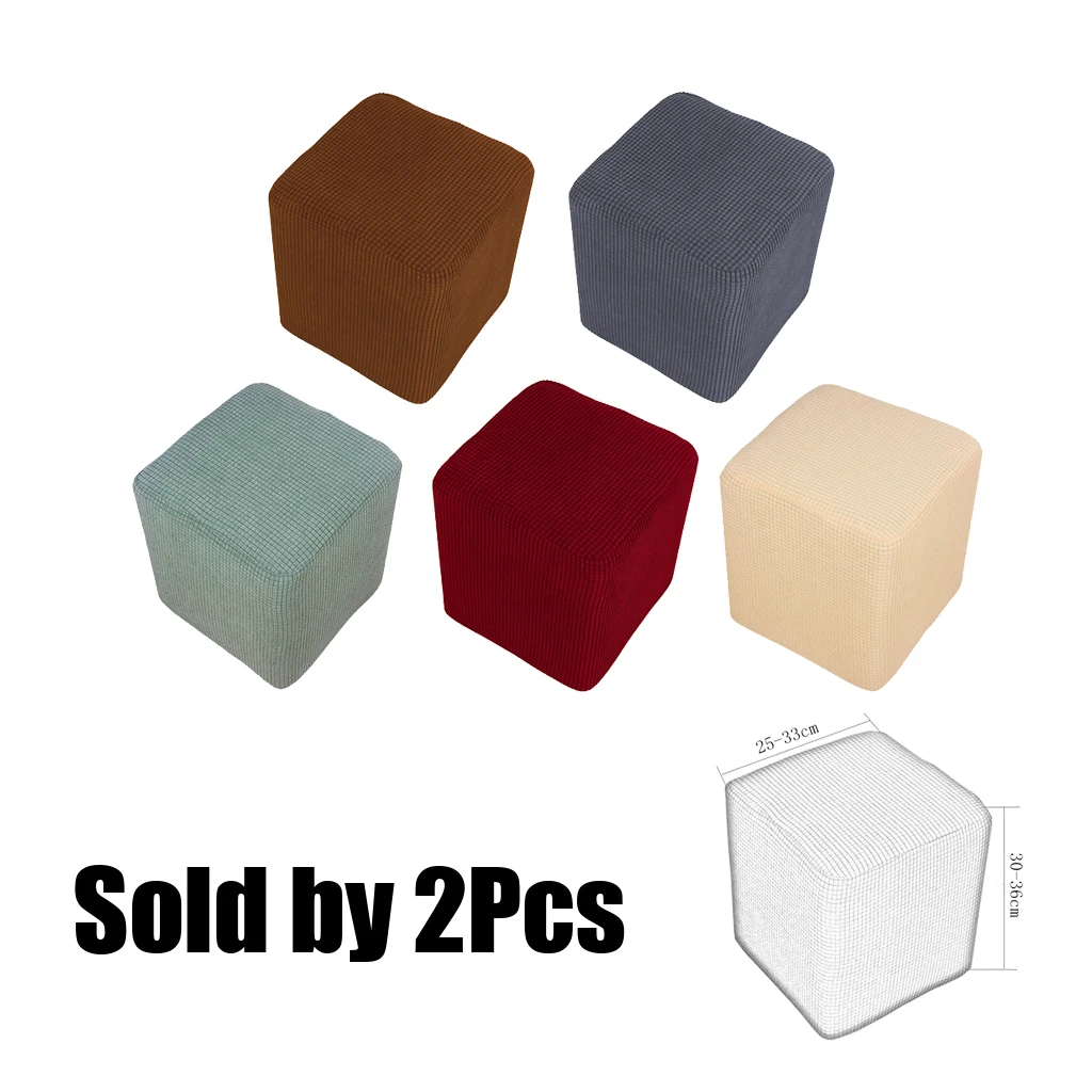

2x Stretch Rectangle Footstool Cover Ottoman Slipcover Machine Washable