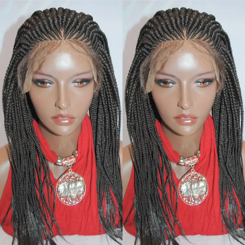 

Long Synthetic Box Braided Wig with Baby Hair Deep Big Lace Front Wig for Black Women High Temperature Fiber Hair Braided Wigs
