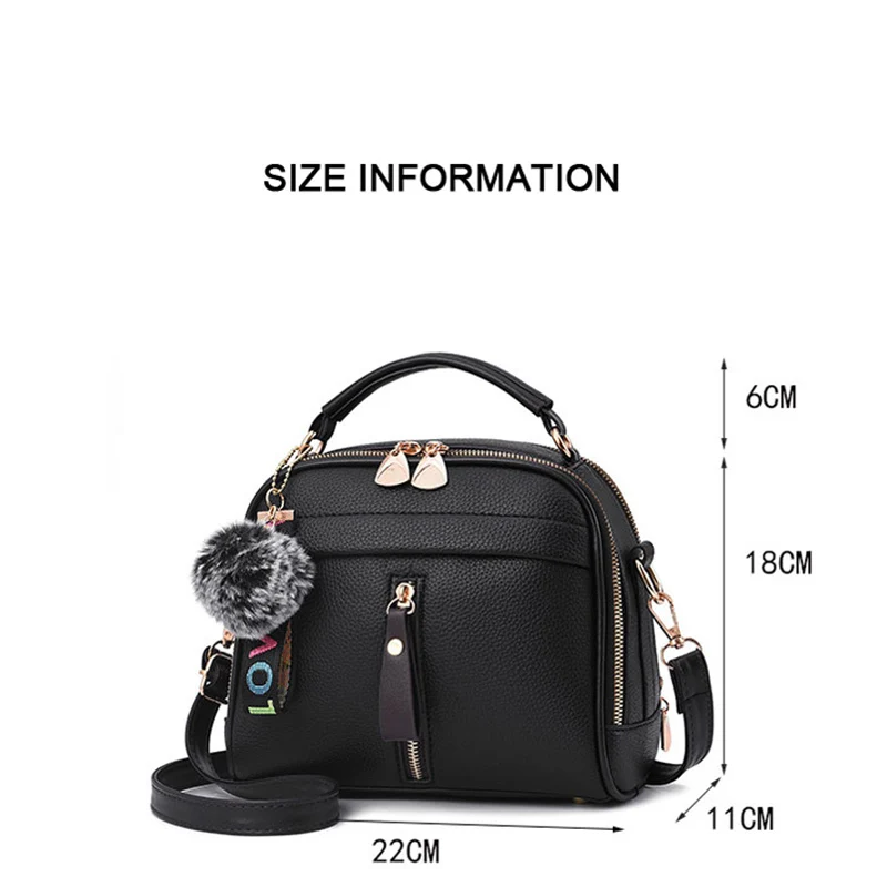 

2020 Fashion Women Handbag PU Leather Women Messenger Bags With Ball Toy Female Shoulder Bags Casual Ladies Party Handbags