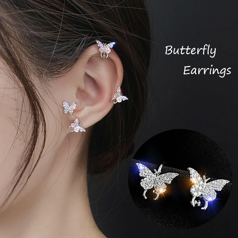 1 шт. простые маленькие серьги гвоздики в форме бабочки для женщин Стразы