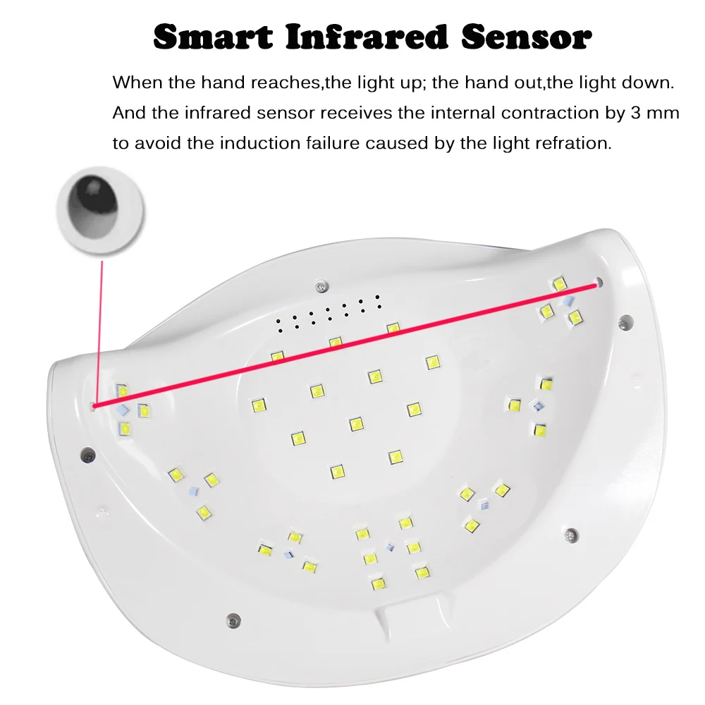 72 Вт Светодиодная УФ лампа для ногтей маникюра Сушилка всех гелей лак с