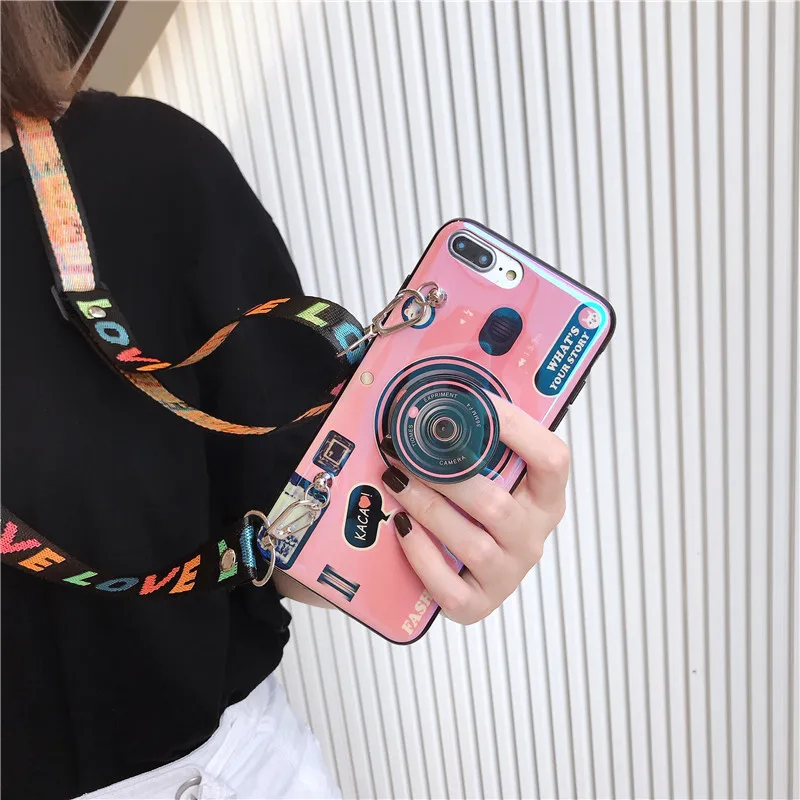 3d camera style phone case for huawei mate 40 10 lite 20 p40 lite e p20 lite p30 pro coque lanyard bracket soft tpu cover free global shipping