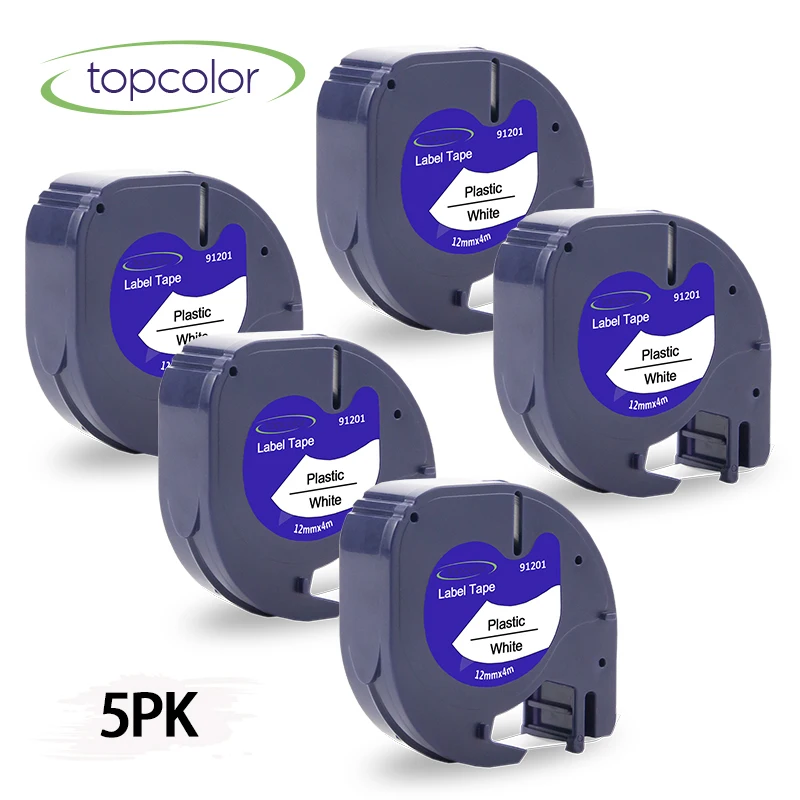 Topcolor 91201 91331 для dymo LetraTag этикетки ленты черный на белый пластиковый стикер LT 100H 100T