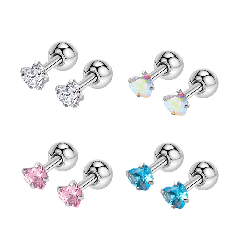 

4 пары, серьги-гвоздики из хирургической стали, 3-5 мм