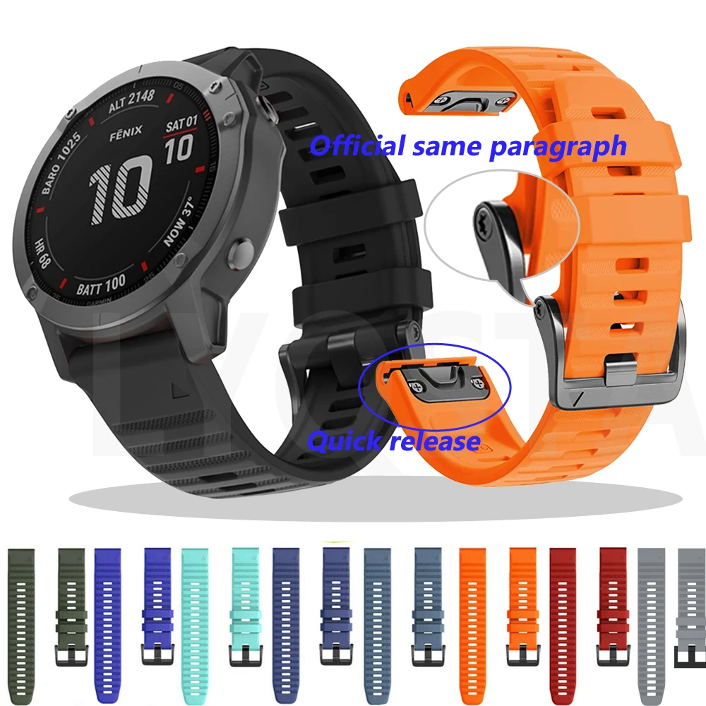 

Official style Quick release 22 26mm Watch Straps for Garmin Fenix 3 HR 5S 5 5X Plus 6S 6 6X Pro Descent Mk1 Wrist Band Silicone