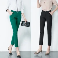 office lady solid pencil pants women plus size s 4xl fashion ankle length trousers spring casual slim elastic sweatpants female