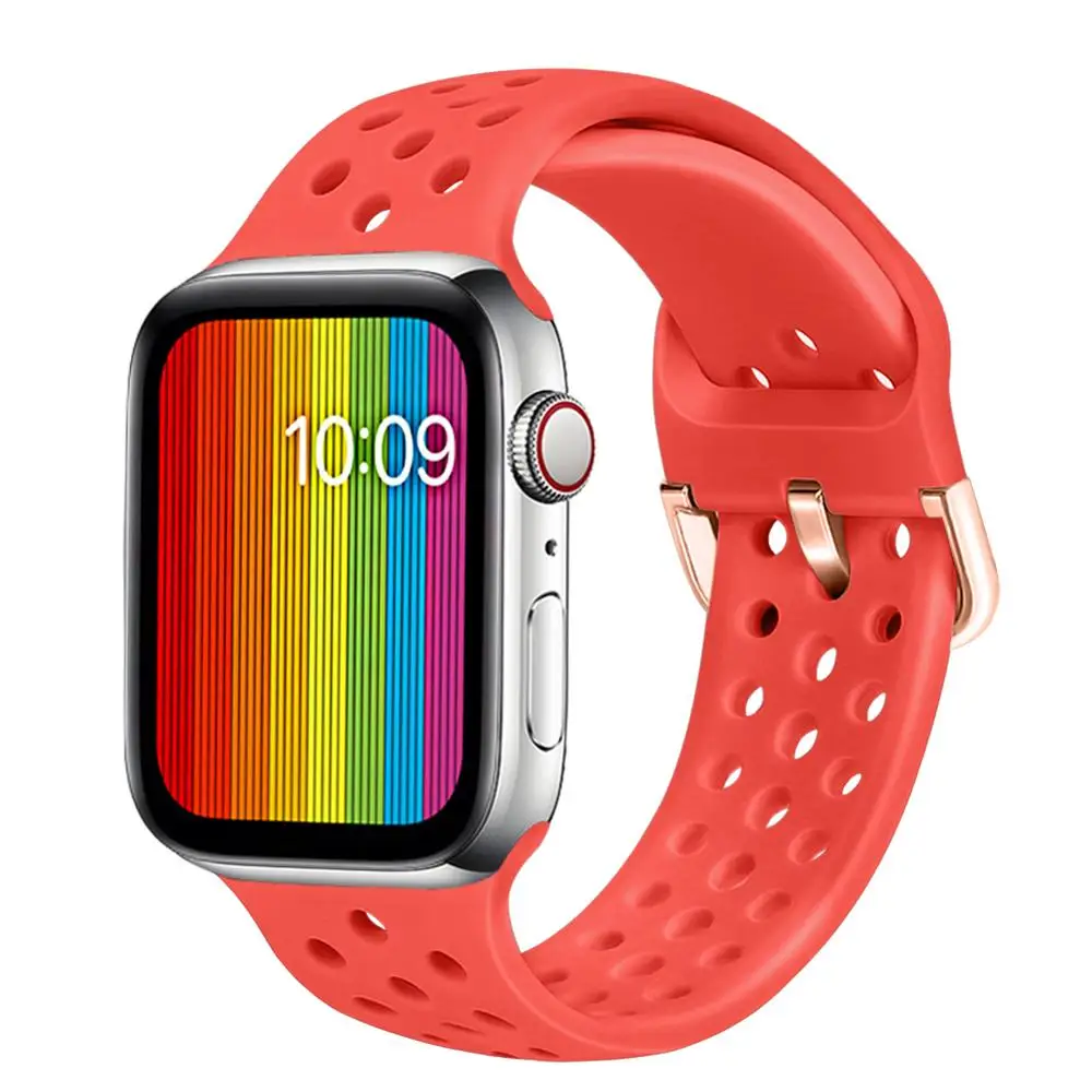 Ремешок силиконовый для Apple Watch band 5 4 3 44 мм 40 спортивный браслет iWatch 42 38 аксессуары