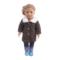 18 inch girls doll clothes vintage checked spring wear american newborn dress baby toys fit 43 cm baby dolls c856